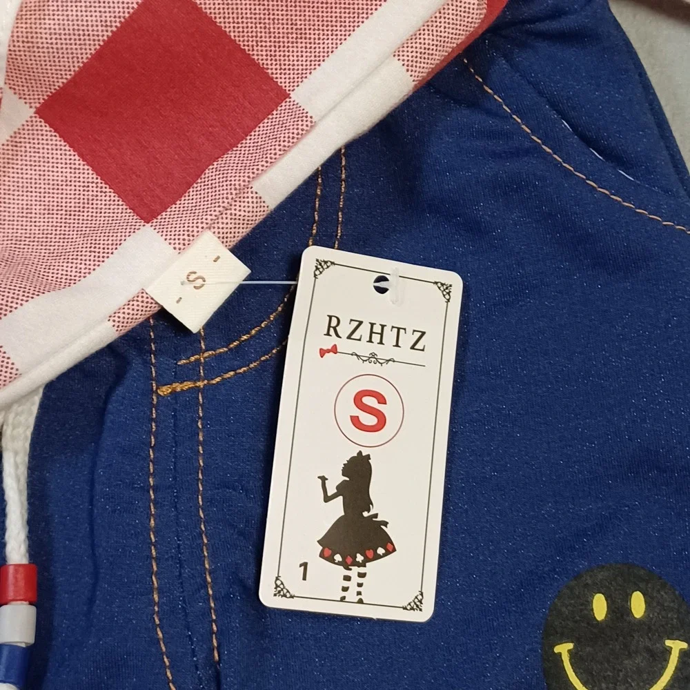 RZHTZ Kids Red Buffalo Plaid Smiley Face Bomber Jacket and Navy Pants Set Size S